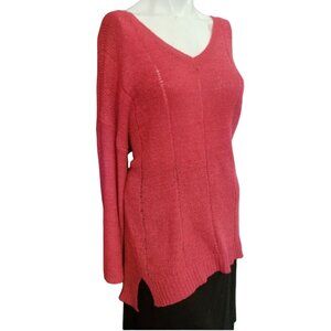 Coral Pink Cable Knit Sweater Sz XL Womens by Cable & Gauge Orange Pink